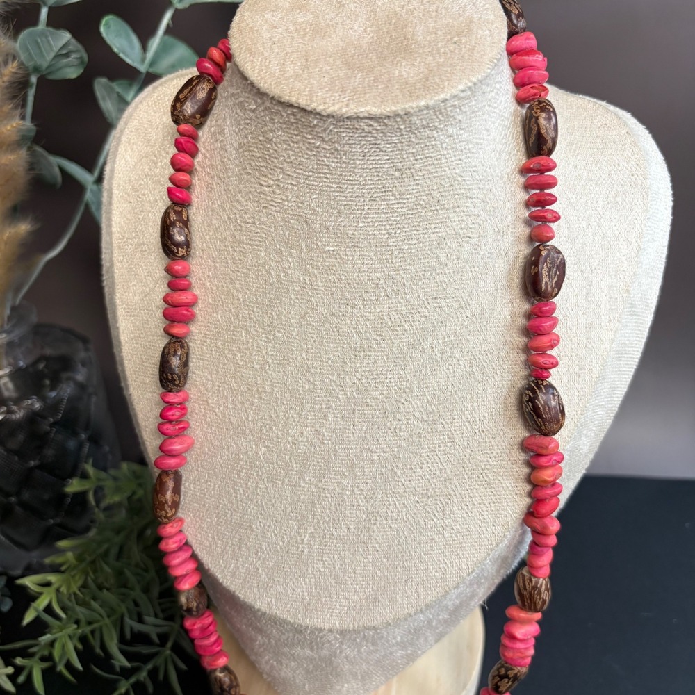 Wood Acorn Poppet Necklace Vintage Handmade | Boho Beaded | Forest Talisman | - Picture 5 of 7